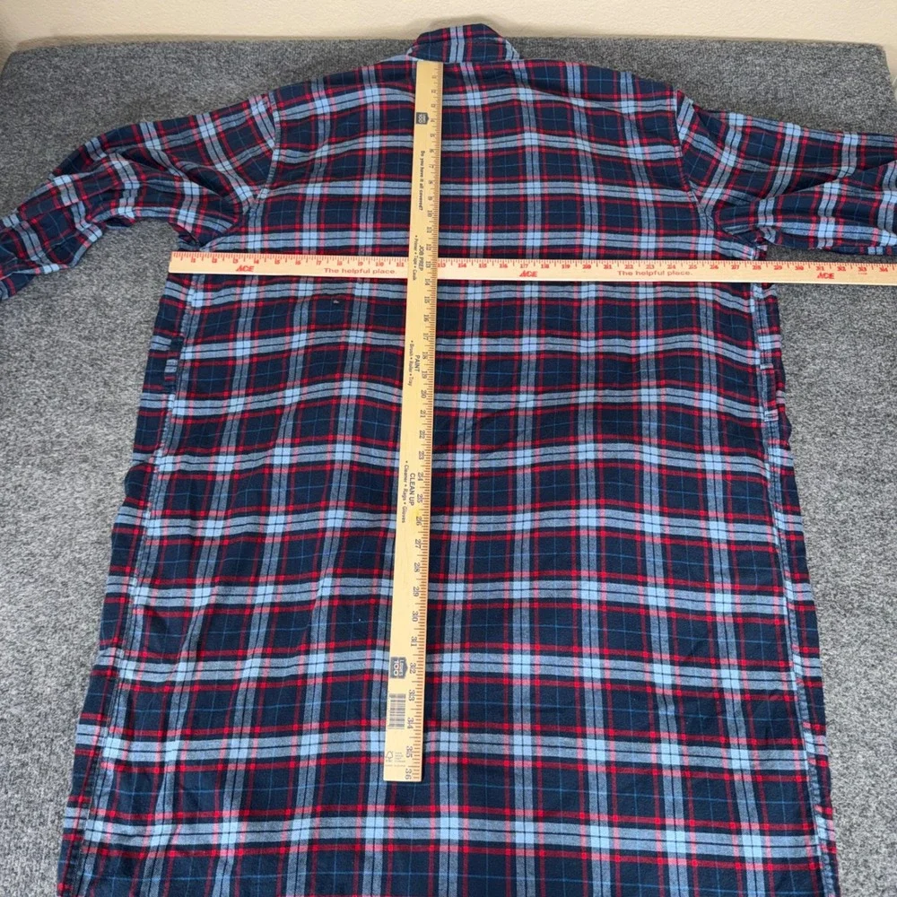 Brooks Brothers 1818 Mens XL Plaid Cotton Flannel Robe Navy Red Blue Tartan